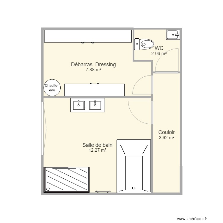 Salle de bain RDC variante 2. Plan de 0 pièce et 0 m2