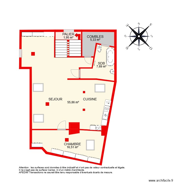 BI 8801 . Plan de 8 pièces et 92 m2