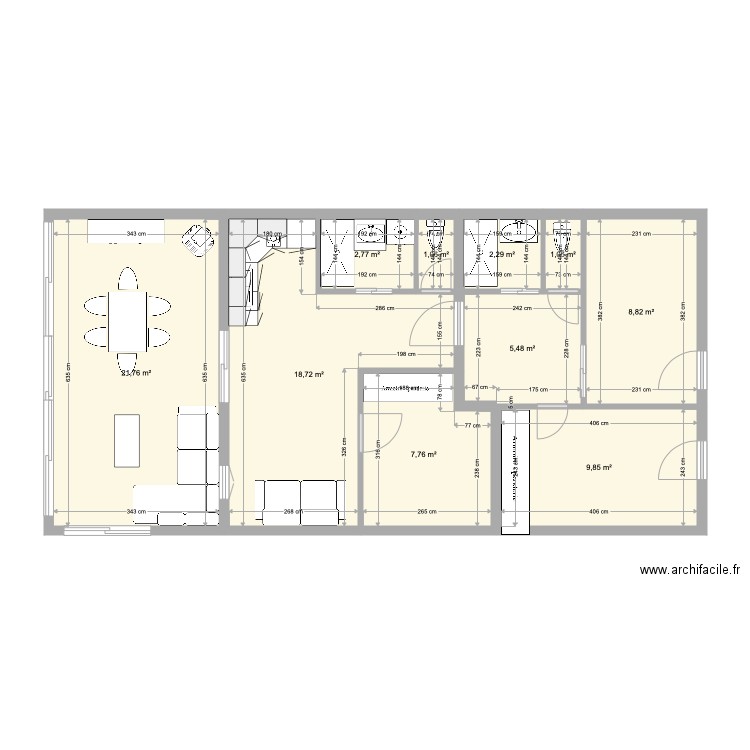 TDM 1. Plan de 10 pièces et 80 m2