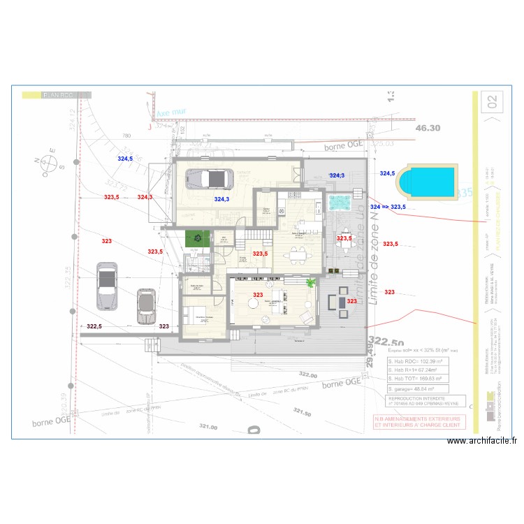 Test2 décalé. Plan de 19 pièces et 312 m2