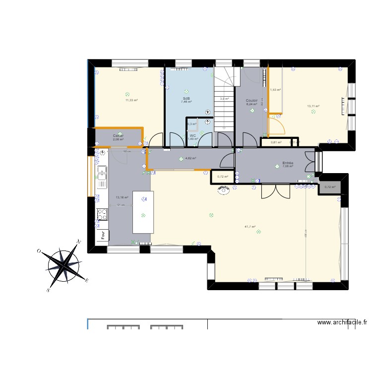 Maison Béranger version 2  Simplifié. Plan de 17 pièces et 116 m2