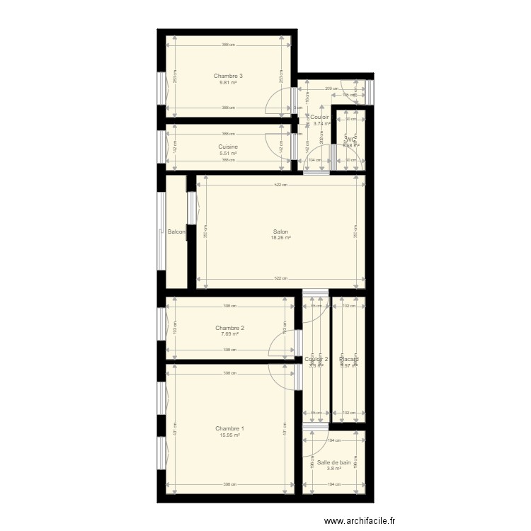 Bellecroix future appartement tour. Plan de 11 pièces et 76 m2