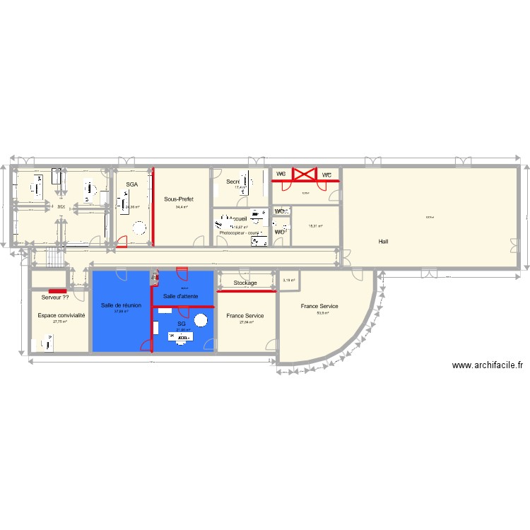 ST julien Projet mobilier. Plan de 24 pièces et 581 m2