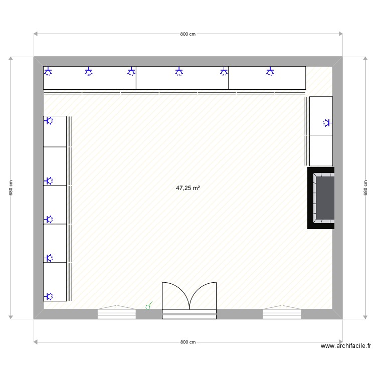 Atelier maurage. Plan de 1 pièce et 47 m2