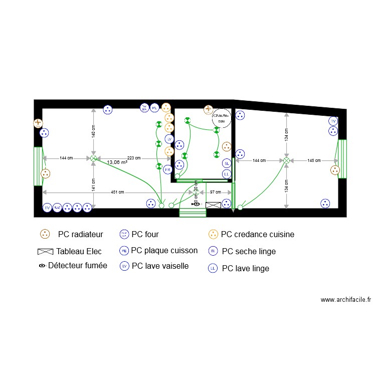 Jouarre electricite. Plan de 3 pièces et 26 m2