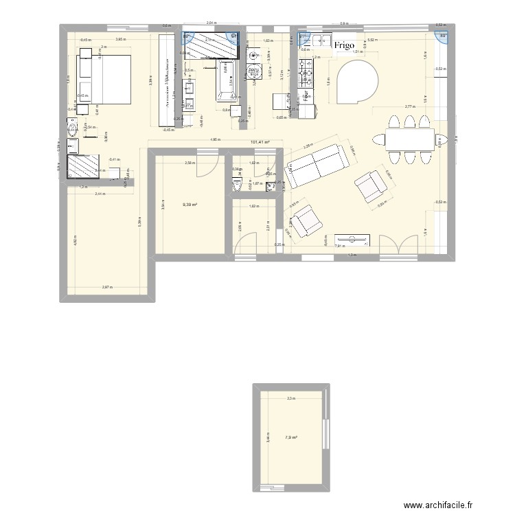 MAISON BRET 1. Plan de 3 pièces et 119 m2