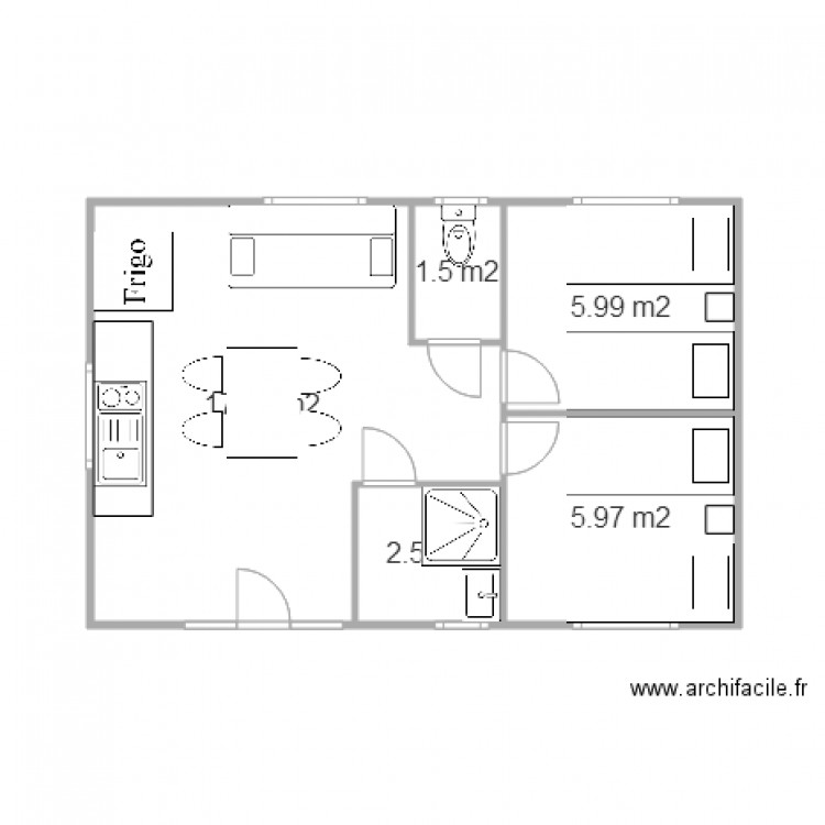 Chalet CONFORT 35m2. Plan de 0 pièce et 0 m2