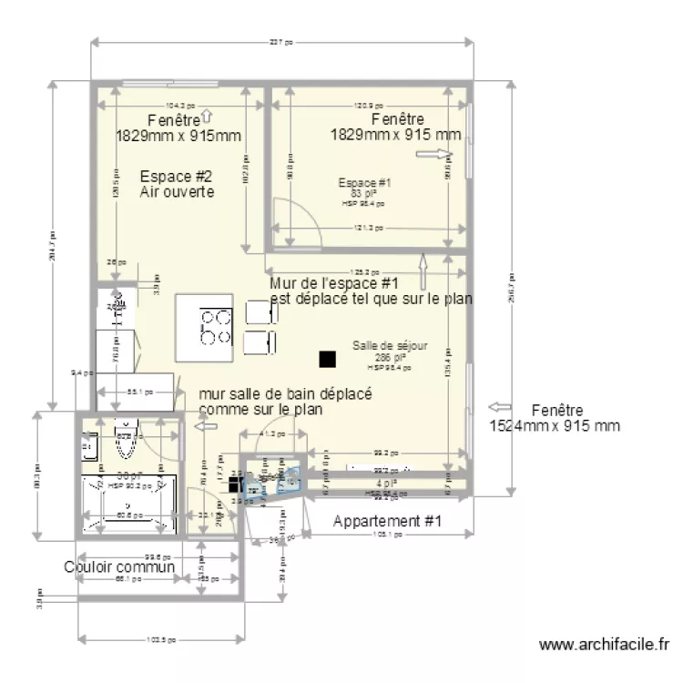 Appartement 01 Modification C mm pour demande permis ville. Plan de 