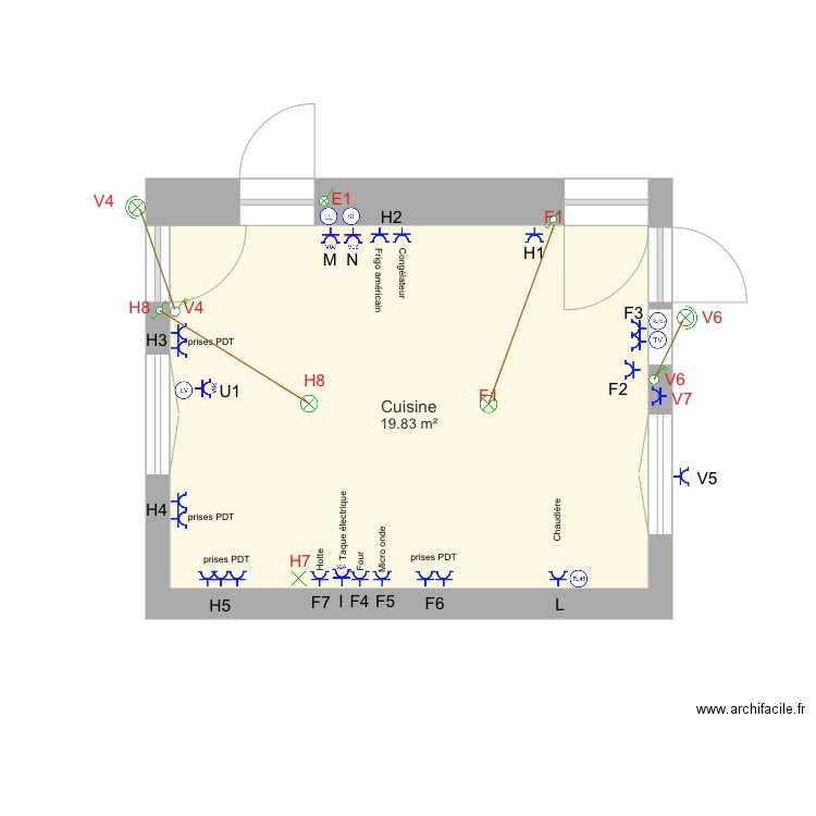 Cuisine pour Ixina. Plan de 0 pièce et 0 m2