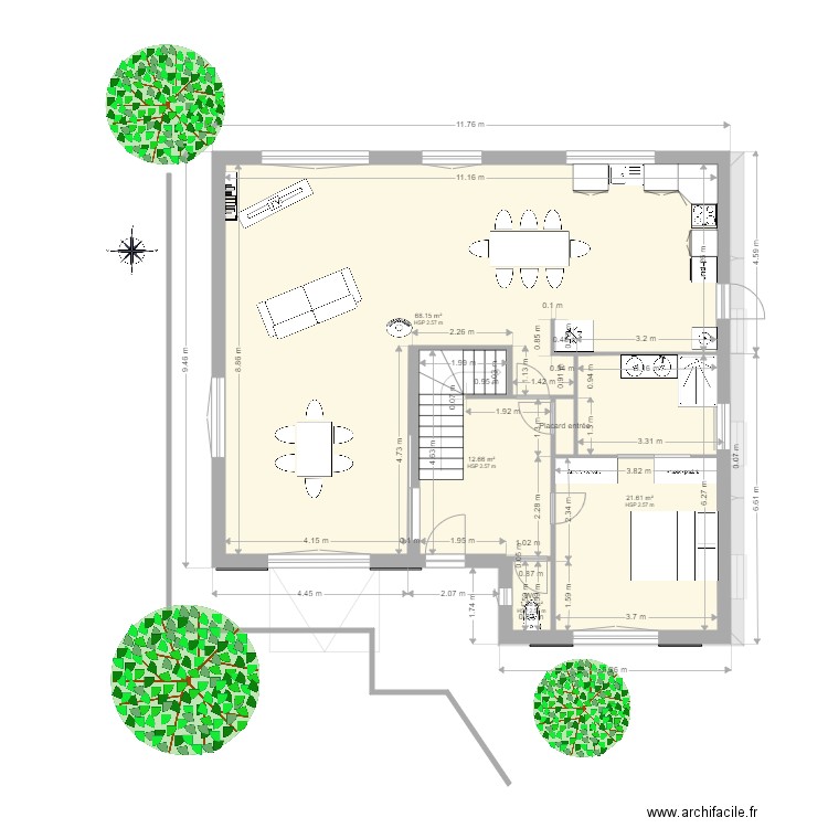 buanderie parallèle aux fenetres. Plan de 0 pièce et 0 m2