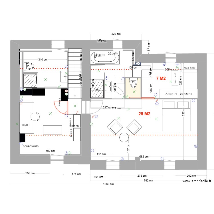 premier etage V2. Plan de 0 pièce et 0 m2