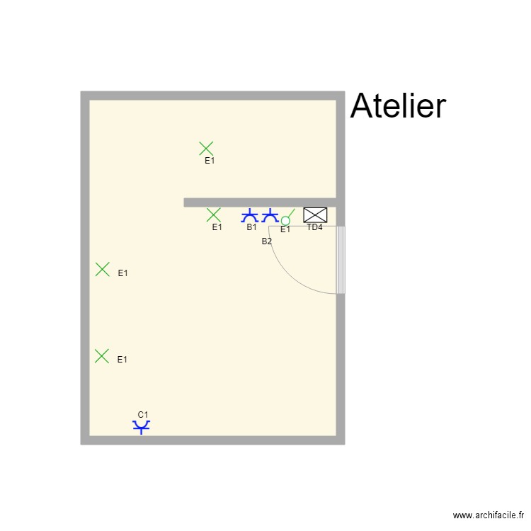 Les ecuries de mery atelier. Plan de 1 pièce et 11 m2