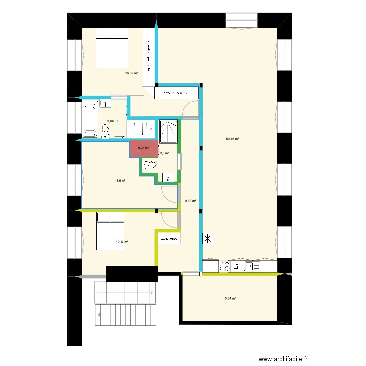 APPART AMENAGEMENT 1. Plan de 9 pièces et 121 m2