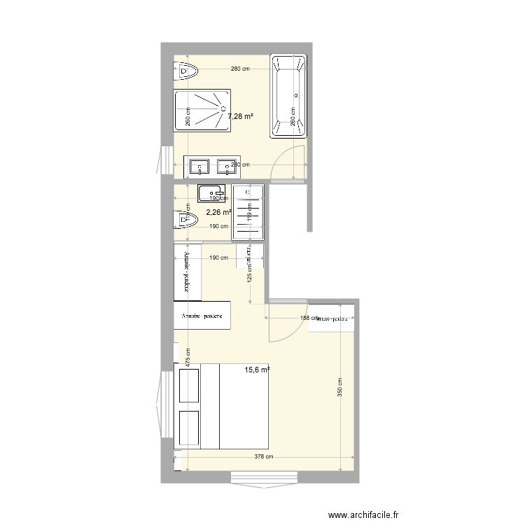 master2. Plan de 3 pièces et 25 m2