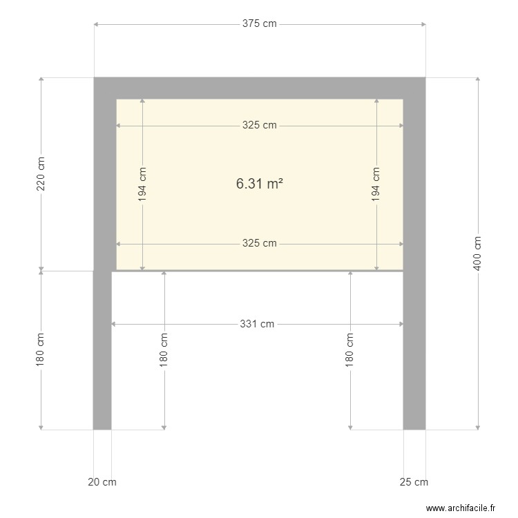 Plan garage. Plan de 1 pièce et 6 m2