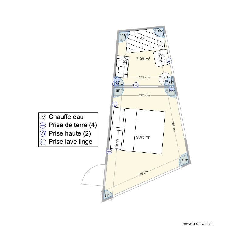 sdb et chambre chantepie droite. Plan de 0 pièce et 0 m2