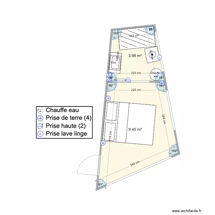 sdb et chambre chantepie droite. Plan de sdb et chambre chantepie droite. Plan de