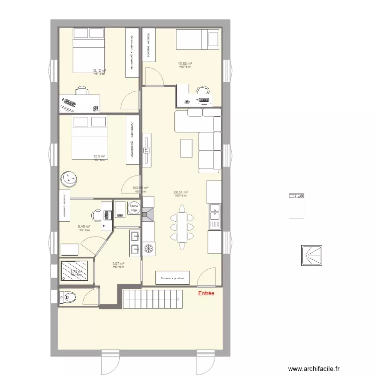 plan appartement Froges apr&egrave;s travaux. Plan de 