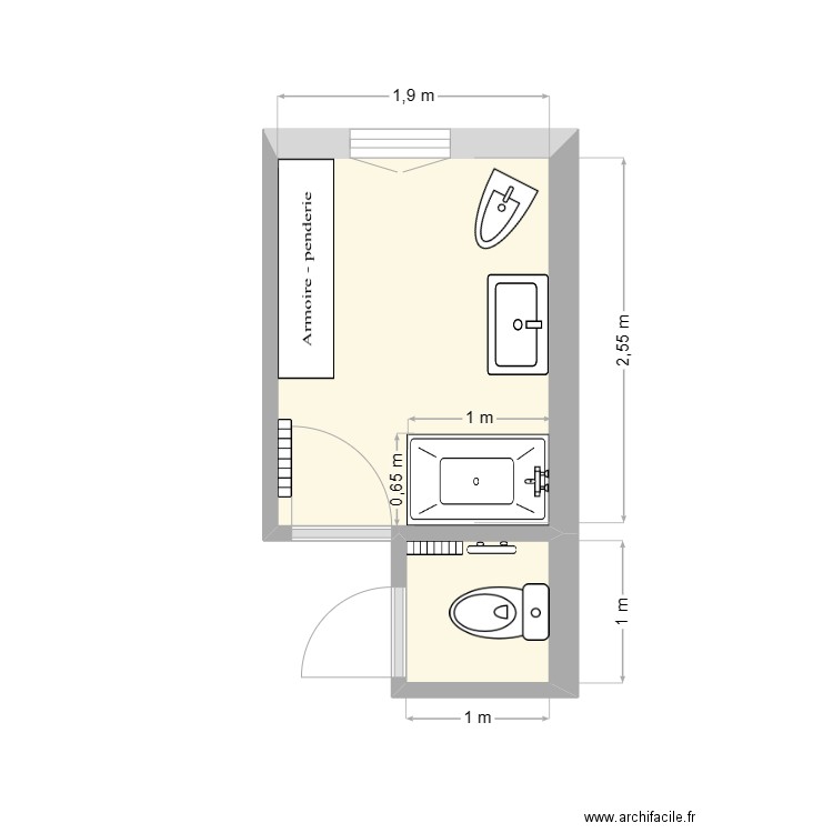 Stella avant. Plan de 2 pièces et 6 m2