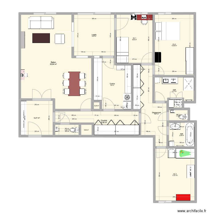 VIOLET-2. Plan de 15 pièces et 123 m2