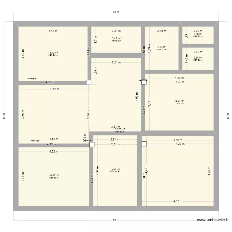 APC. Plan de 9  et 130 m²