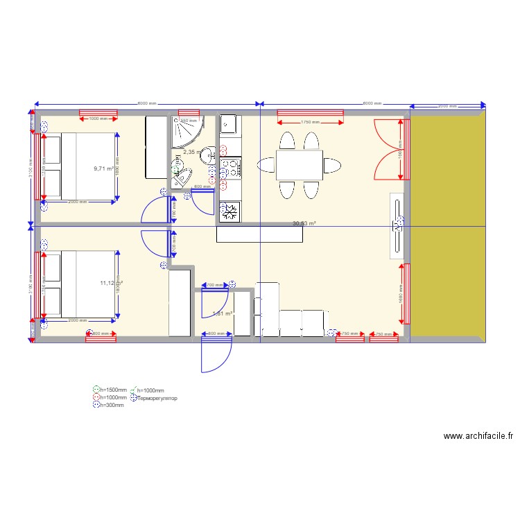 barn3. Plan de 6 pièces et 66 m2