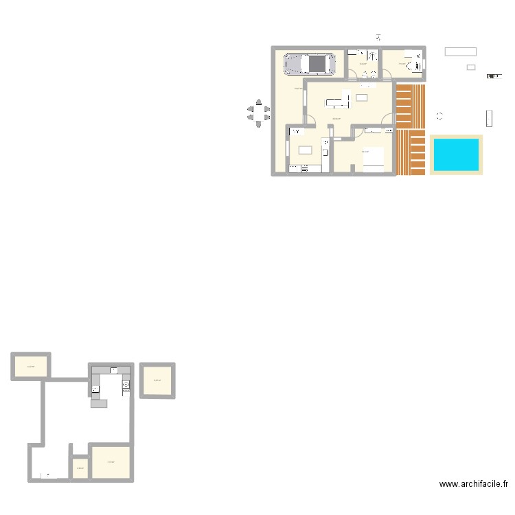 casa 2. Plan de 9 pièces et 106 m2