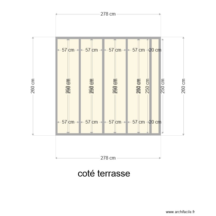 facade coté terrasse. Plan de 0 pièce et 0 m2