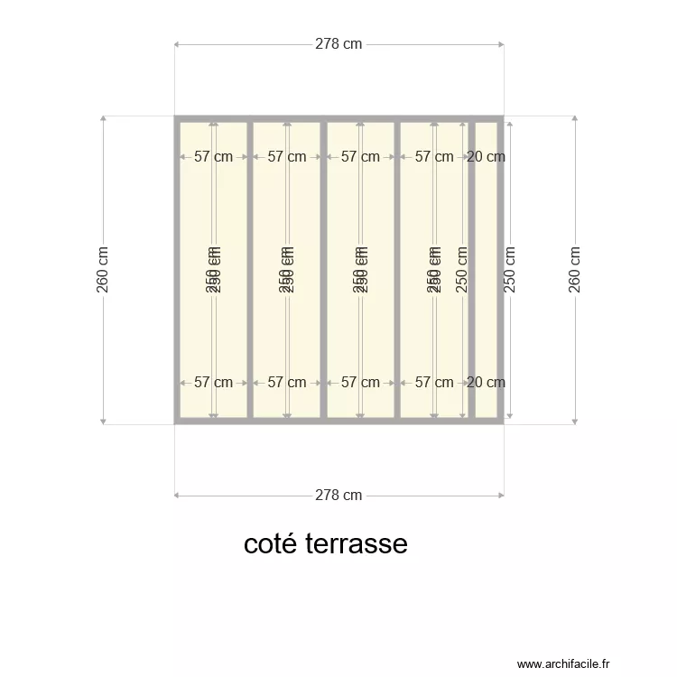 facade cot&eacute; terrasse. Plan de 