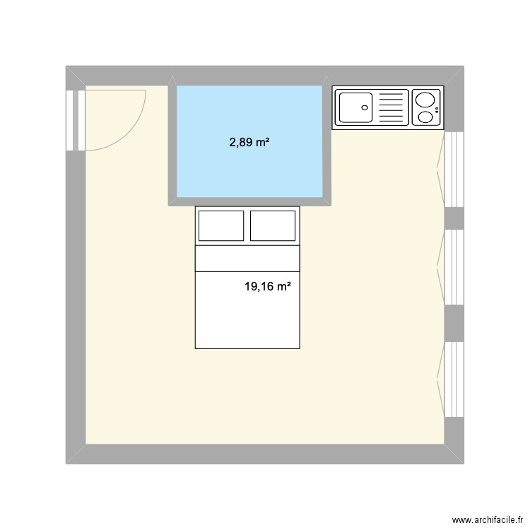 Tiphanie. Plan de 2 pièces et 22 m2