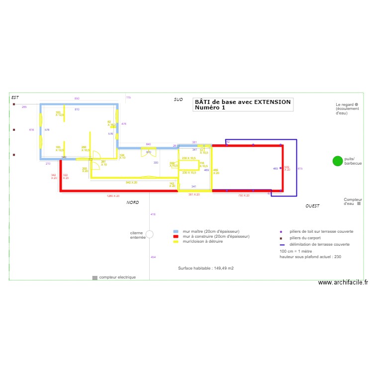 Bâti de base avec extension Numéro 1. Plan de 0 pièce et 0 m2