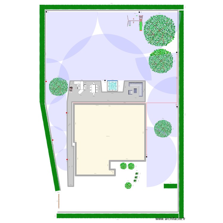 Arrosage. Plan de 3 pièces et 285 m2