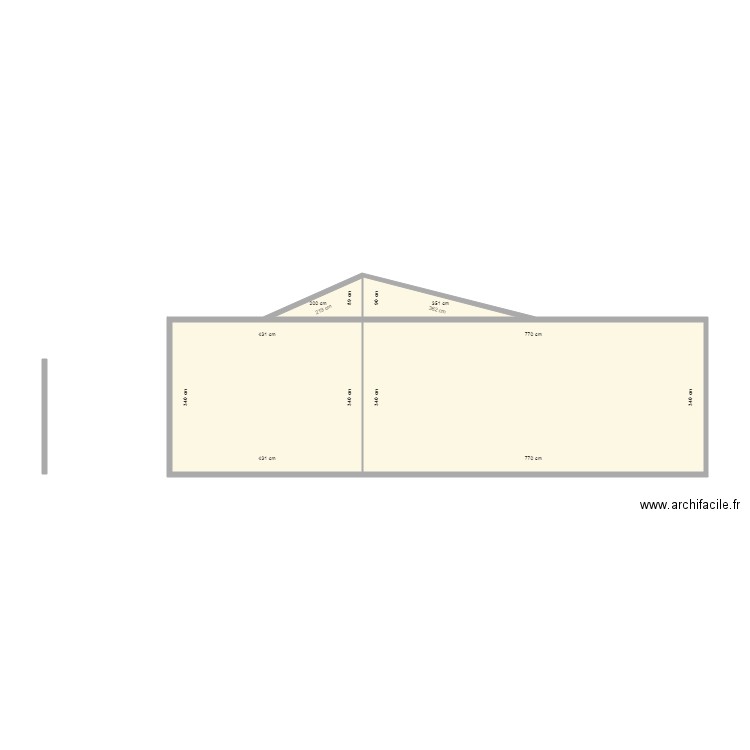 Pignon SUD AGRANDISSEMENT TOIT PLAT. Plan de 4 pièces et 43 m2