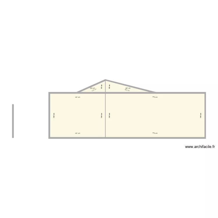 Pignon SUD AGRANDISSEMENT TOIT PLAT. Plan de 