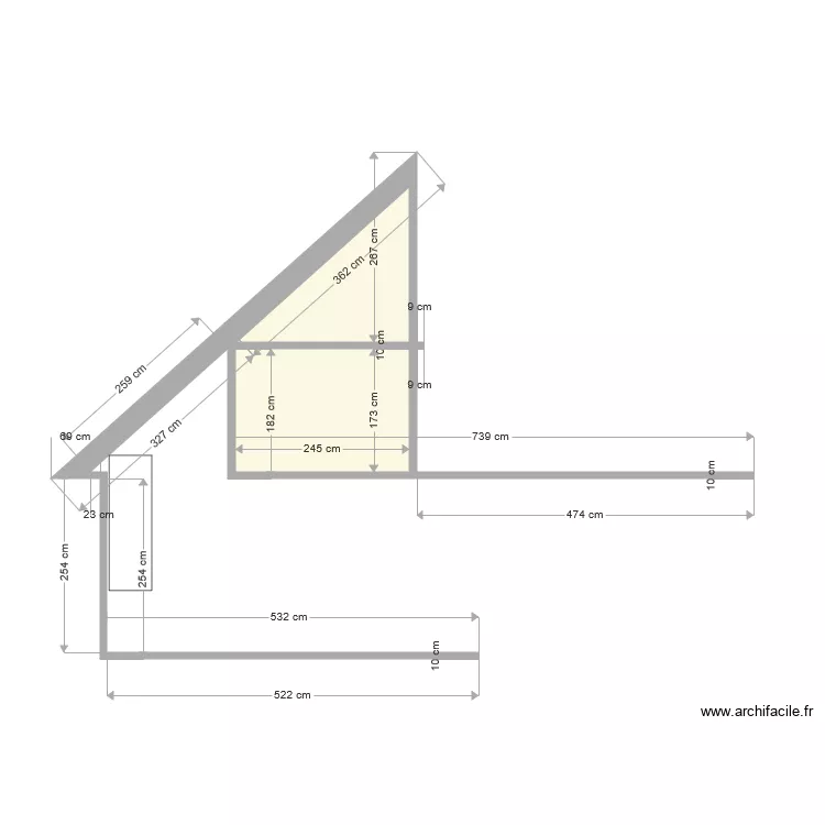 laloulalou coupe pignon &ccedil;m avec surface habitable escalier. Plan de 