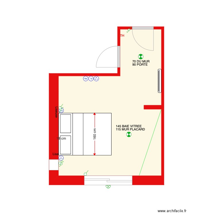 CHAMBRE W SPOTS. Plan de 0 pièce et 0 m2