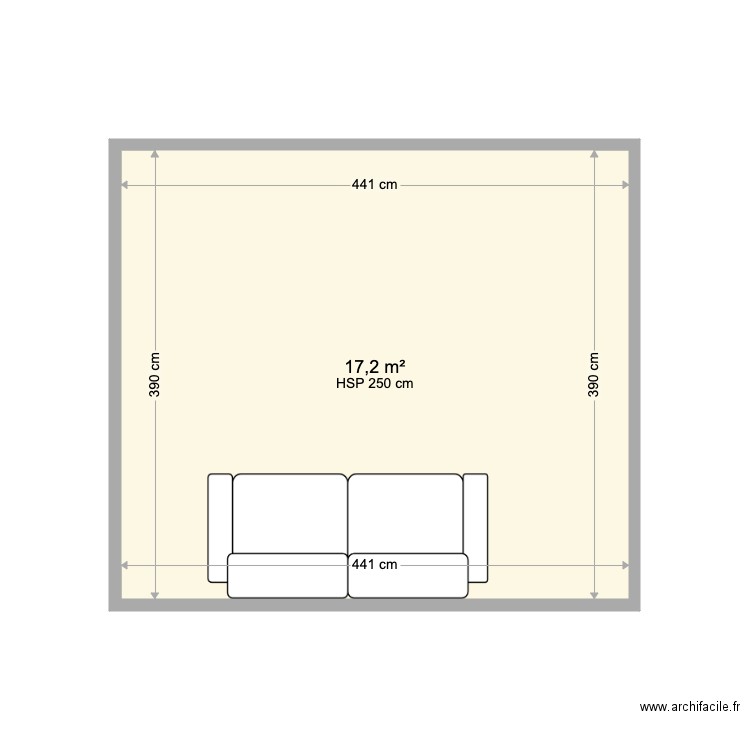 SALON RAYOL1. Plan de 1 pièce et 17 m2