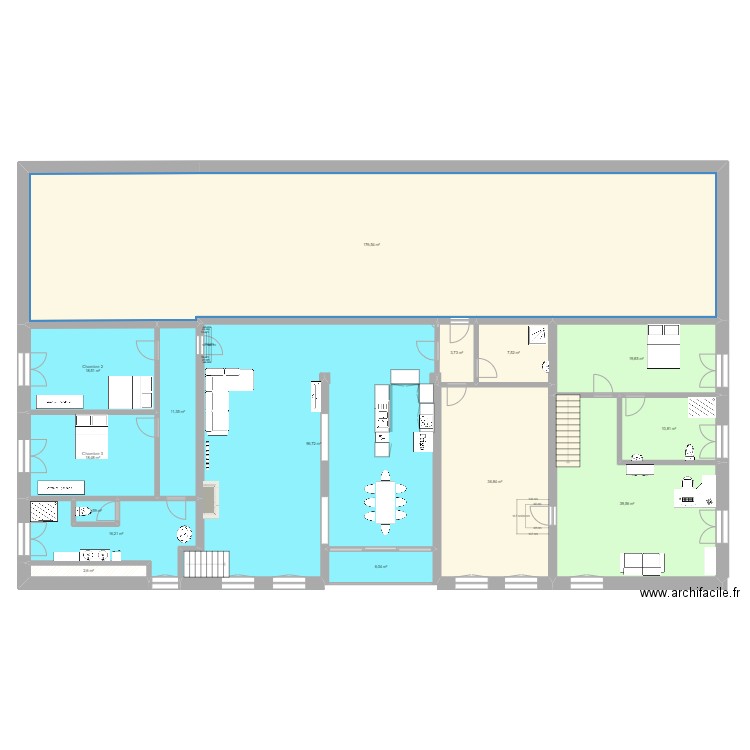 Villematier V2. Plan de 32 pièces et 930 m2