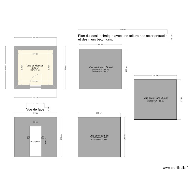 Local piscine, rangement. Plan de 1 pièce et 6 m2