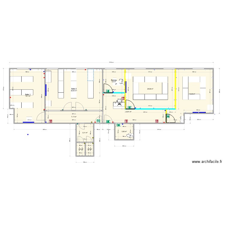 IMP. Plan de 11 pièces et 118 m2