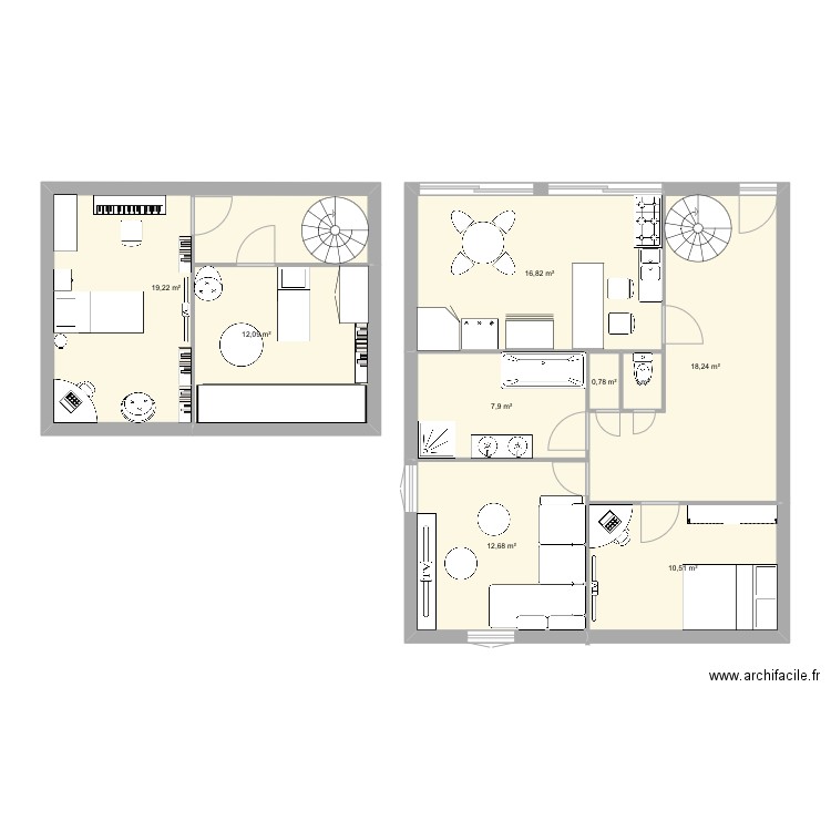 Salle tranformée. Plan de 0 pièce et 0 m2