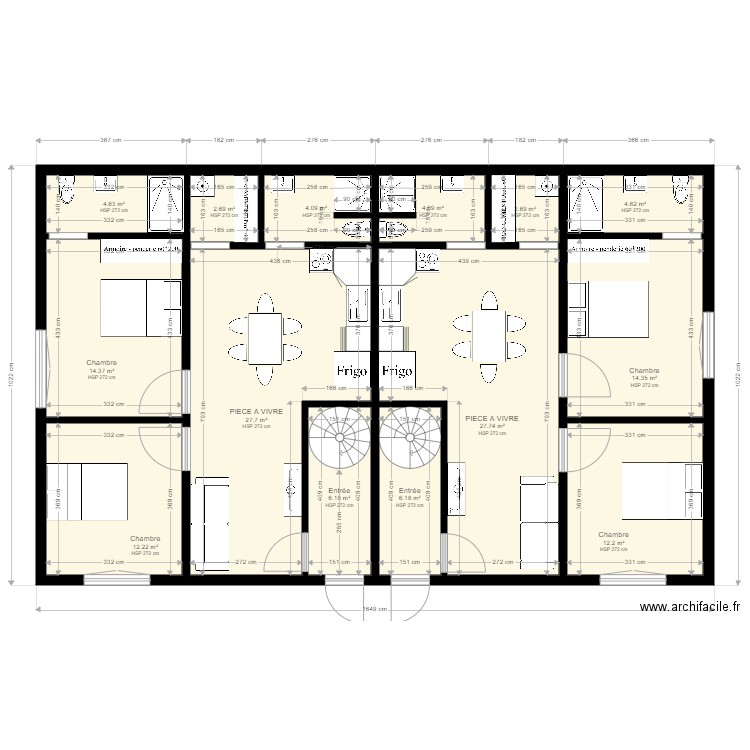 plan projet gites V2 RDC. Plan de 0 pièce et 0 m2