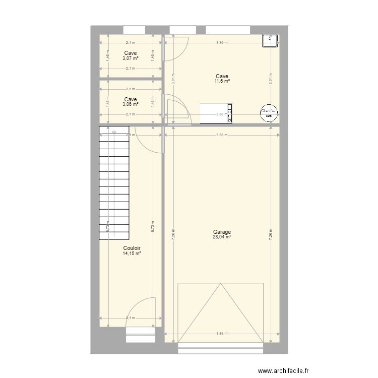 Rez 49MC. Plan de 5 pièces et 60 m2