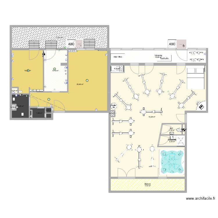 POTAR. Plan de 17 pièces et 163 m2