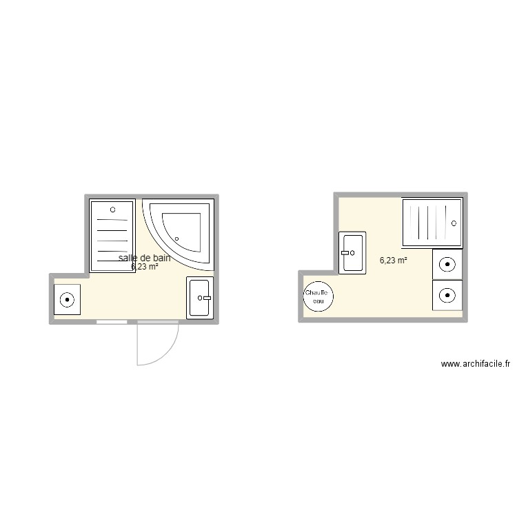 salle de bain. Plan de 2 pièces et 12 m2