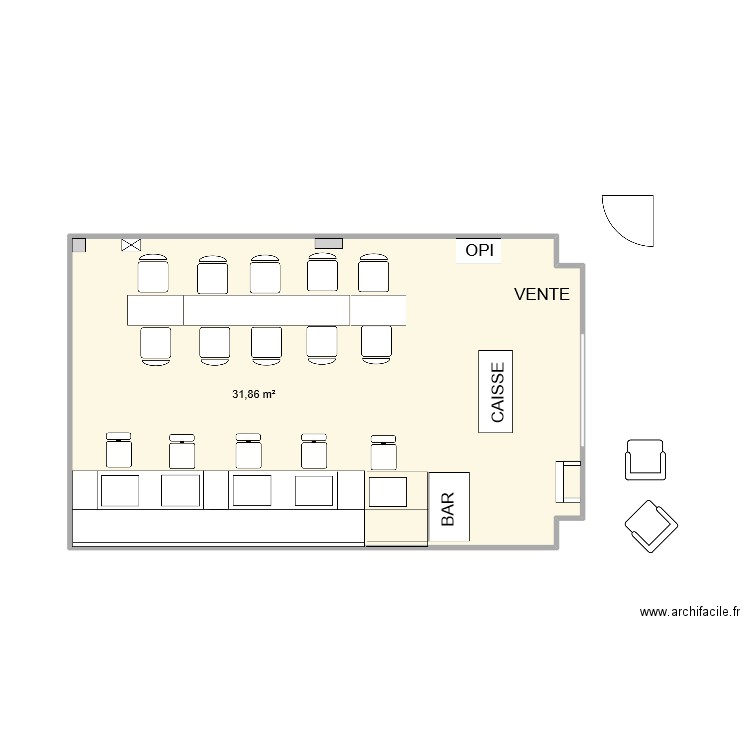 NB22 v4. Plan de 1 pièce et 32 m2