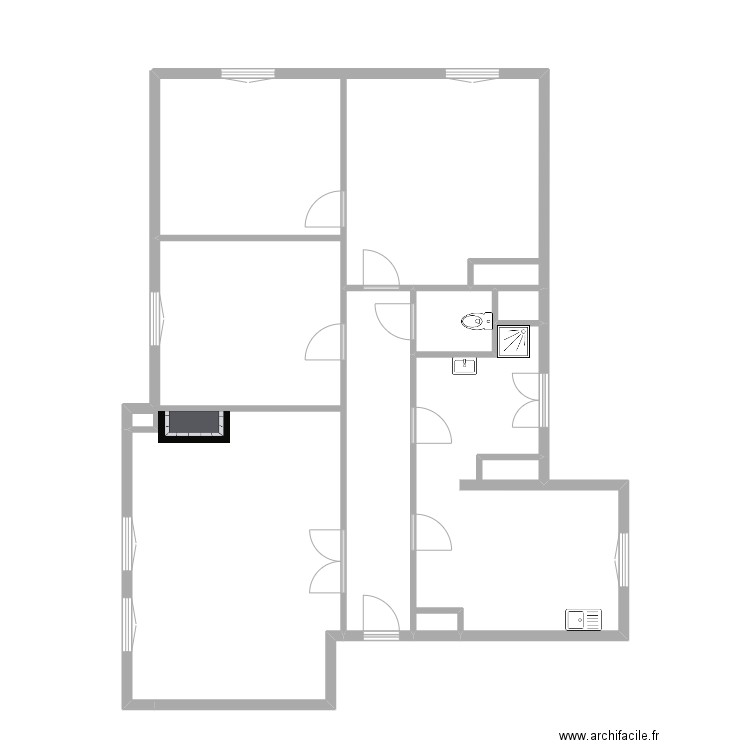 Eutrope lgt 067. Plan de 5 pièces et 37 m2