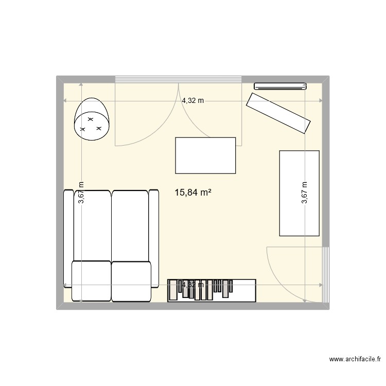 SALON. Plan de 1 pièce et 16 m2