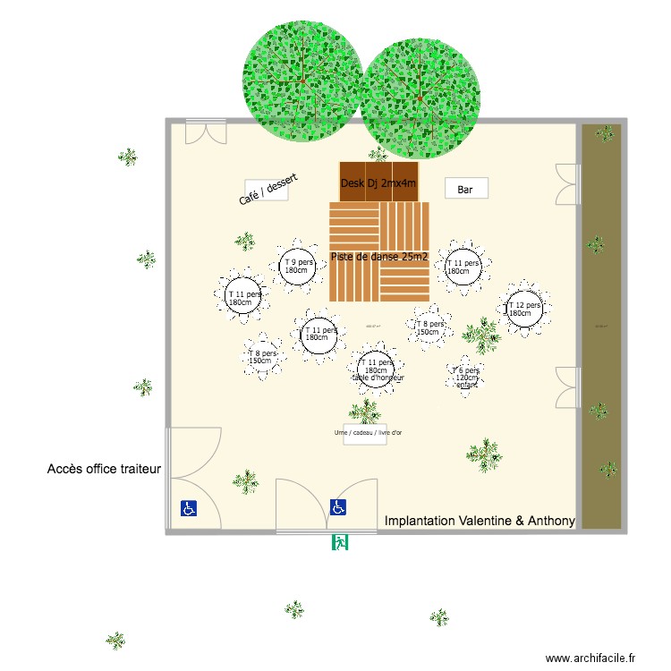 Pavillon des Oliviers implantation Valentine et Anthony V1. Plan de 0 pièce et 0 m2