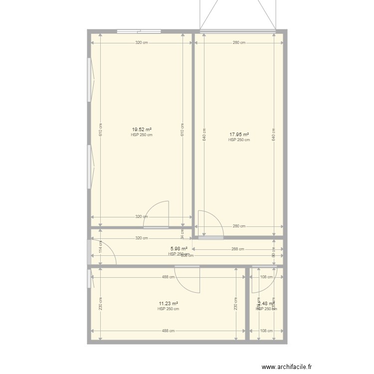 corme. Plan de 5 pièces et 57 m2